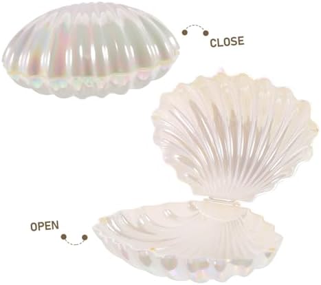 Cabilock Box Pearlescent Shell Outfit Candy Holder Candy Containers for Party Plastic Candy Table Containers Bathroom Decorations Small Candy Jar Mermaid Seashell Bracket Pp Popcorn White