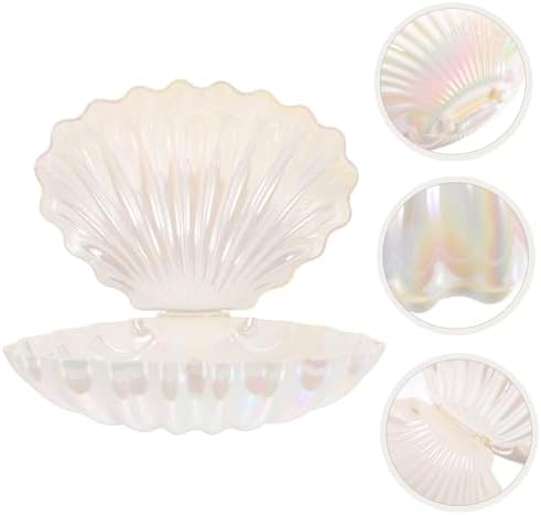 Cabilock Box Pearlescent Shell Outfit Candy Holder Candy Containers for Party Plastic Candy Table Containers Bathroom Decorations Small Candy Jar Mermaid Seashell Bracket Pp Popcorn White