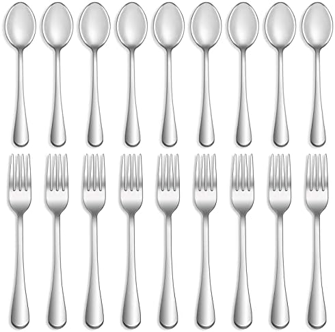 12 Pcs Forks and Spoons Silverware Set,Food Grade Stainless Steel Flatware Cutlery Set for Home,Kitchen and Restaurant,Mirror Polished,Dishwasher Safe - 6 Dinner Fork(8 inch) and 6 Teaspoon(6.5 inch)