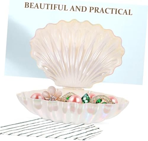 Cabilock Box Pearlescent Shell Outfit Candy Holder Candy Containers for Party Plastic Candy Table Containers Bathroom Decorations Small Candy Jar Mermaid Seashell Bracket Pp Popcorn White