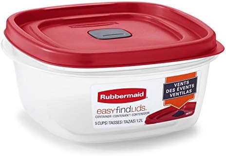 Rubbermaid Easy Find Vented Lid Food Storage Containers, 5-Cup, Racer Red