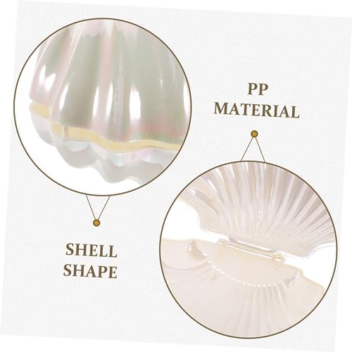 Cabilock Box Pearlescent Shell Outfit Candy Holder Candy Containers for Party Plastic Candy Table Containers Bathroom Decorations Small Candy Jar Mermaid Seashell Bracket Pp Popcorn White