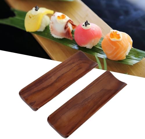 AYNEFY Wood Sushi Plate,2Pcs 7.2x2.1in Japanese Style Rectangle Serving Tray Dessert Appetizer Cracker Serving Platter Snack Fruit Serving Dishes for Party Banquet Dinner Entertaining