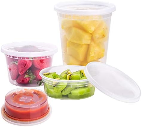 TashiBox [8oz-40 Sets Plastic Containers with Airtight Lids, Food Storage Containers, Deli, Slime, Soup, Meal Prep Containers | BPA Free | Stackable | Leakproof | Microwave/Dishwasher/Freezer Safe