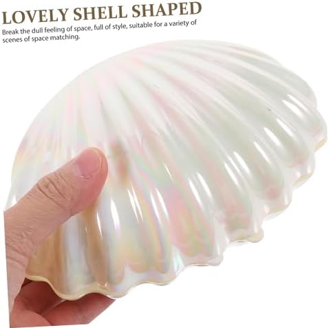 Cabilock Box Pearlescent Shell Outfit Candy Holder Candy Containers for Party Plastic Candy Table Containers Bathroom Decorations Small Candy Jar Mermaid Seashell Bracket Pp Popcorn White