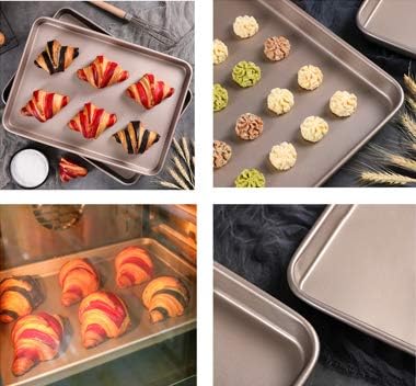 11 Inch Baking Sheets Pan Nonstick Set of 2, Cookie Sheet Replacement Toaster Oven Tray，Deep Size 1 inch Bakeware, Non Toxic & Heavy Duty & Easy Clean