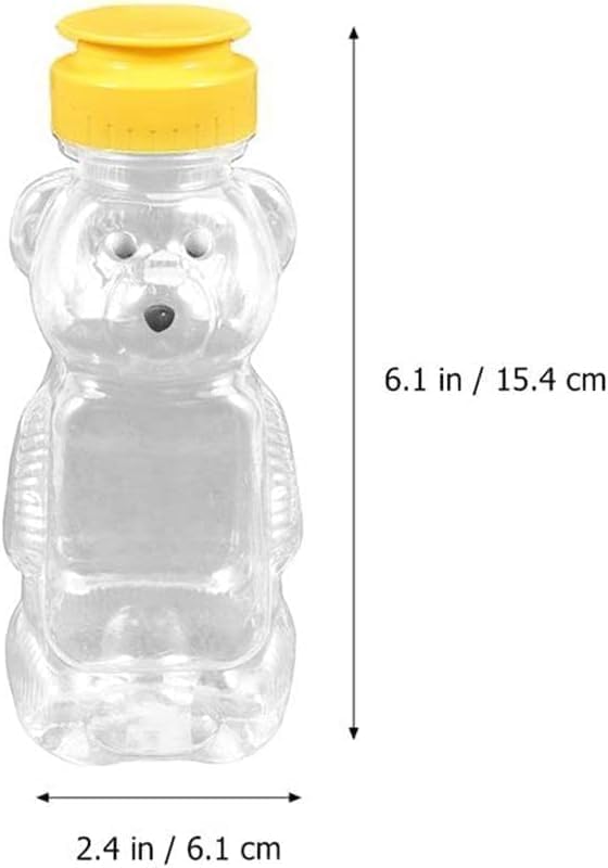 2Pcs 8 Oz Plastic Bear Honey Bottle Jars, Empty Honey Squeeze Bottle with Flip-top Lid for Storing and Dispensing, Yellow Flap Caps for Storing and Dispensing Garlic Presses Dining and Entertaining