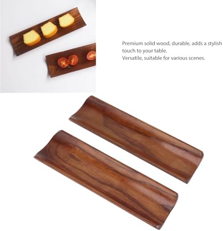 AYNEFY Wood Sushi Plate,2Pcs 7.2x2.1in Japanese Style Rectangle Serving Tray Dessert Appetizer Cracker Serving Platter Snack Fruit Serving Dishes for Party Banquet Dinner Entertaining