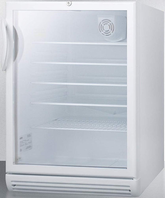 Summit Appliance SCR600GLBIADA Commercially Listed ADA Compliant Built-in Undercounter 24" Wide Beverage Center in White Cabinet with Glass Door, Automatic Defrost, Adjustable Glass Shelves and Lock