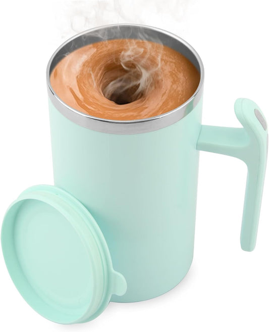 Self Stirring Mug,Self Stirring Coffee Mug Electric Self Mixing Mug Auto Magnetic Mug Portable Stainless Steel Magnetic Stirring Coffee Mug for Coffee Powder Milk Tea Cocoa(Green,size:3.35x5.9inch)
