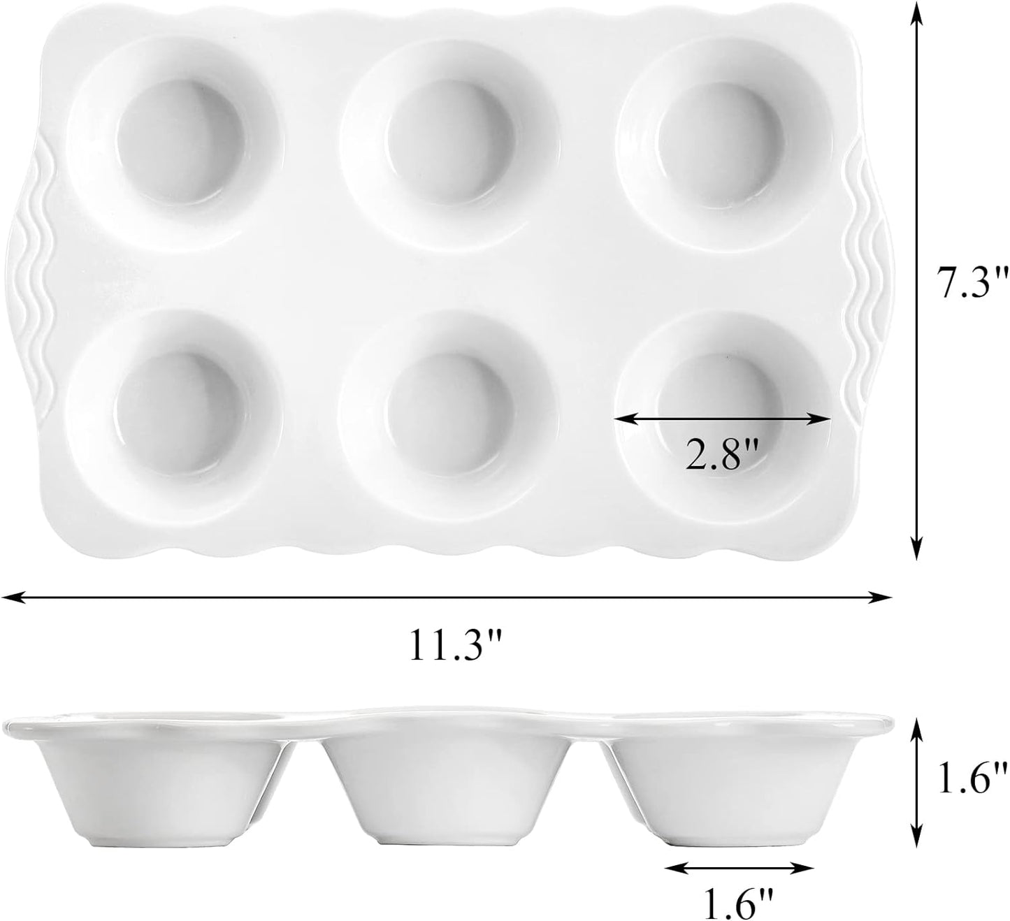 2 Pack Ceramic Muffin Pans, 6 Cups Non-stick Muffin Tin Cupcake Baking Pans with Handles for Muffin Cakes, Egg Tarts, Mousse, Pot Pie, Jelly