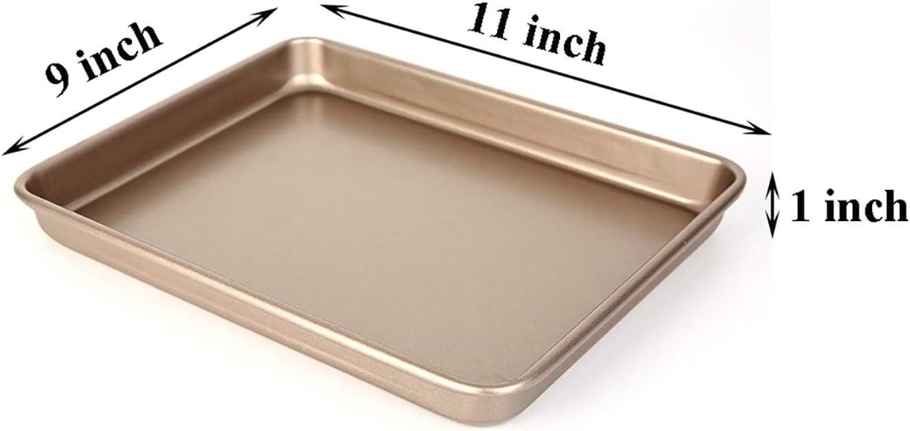 11 Inch Baking Sheets Pan Nonstick Set of 2, Cookie Sheet Replacement Toaster Oven Tray，Deep Size 1 inch Bakeware, Non Toxic & Heavy Duty & Easy Clean