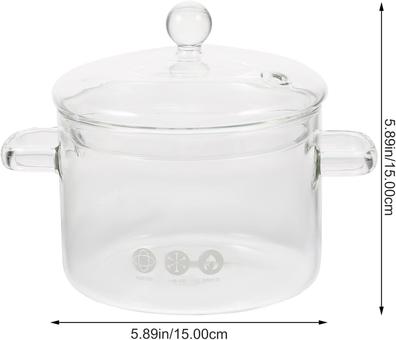 Vaguelly Glass Pots for Cooking: 1500ml Glass Saucepan with Cover Clear Glass Cooking Pot with Lid Cooking Stew Pot for Noodle Milk Soup, for Microwave and Stovetop