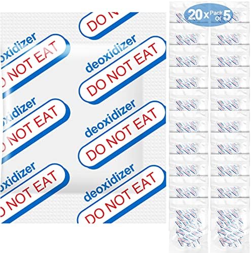 500cc Oxygen Absorbers for Food Storage - 100 Count (20x Packs of 5) - for Long Term Food Storage & Survival, Mylar Bags, Canning, Harvest Right Freeze Dryer, Dehydrated, and Preserved Foods