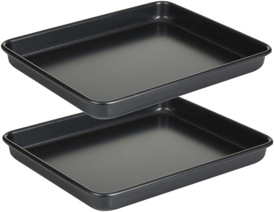 11 Inch Baking Sheets Pan Nonstick Set of 2, Walooza 1-inch Deep Baking Trays, 11X9 Inch Cookie Sheet Replacement Toaster Oven Tray, Non Toxic & Heavy Duty & Easy Clean