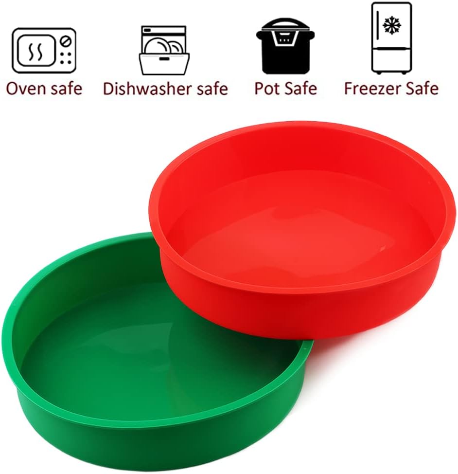 10 inch Cake Pans for Baking -Set of 2-Silicone Cake Mold,Nonstick & Easy Release Baking Pans for Layer Cake, Cheese Cake ，Chocolate Cake and Rainbow Cakes