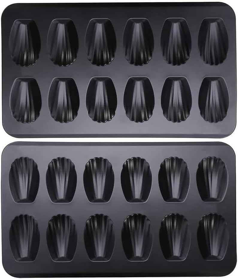 2 Pack Nonstick Madeleine Pan, 12-cup Heavy Duty Shell Shape Baking Cake Mold Pan.