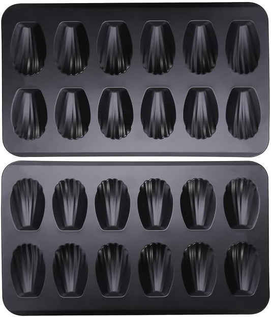 2 Pack Nonstick Madeleine Pan, 12-cup Heavy Duty Shell Shape Baking Cake Mold Pan.