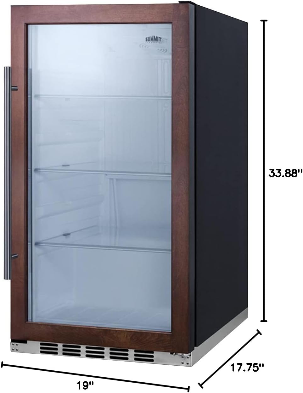 Summit Appliance SPR489OSPNR Commercially Approved Shallow Depth Indoor/Outdoor Beverage Cooler for Built-in or Freestanding Use with Panel-Ready Door Trim, Glass Door and Black Cabinet