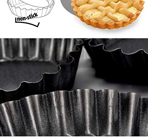 12 Inch Non-Stick Tart Quiche Flan Pan Molds Round Removable Loose Bottom Fluted Heavy Duty Pie Pizza Pan