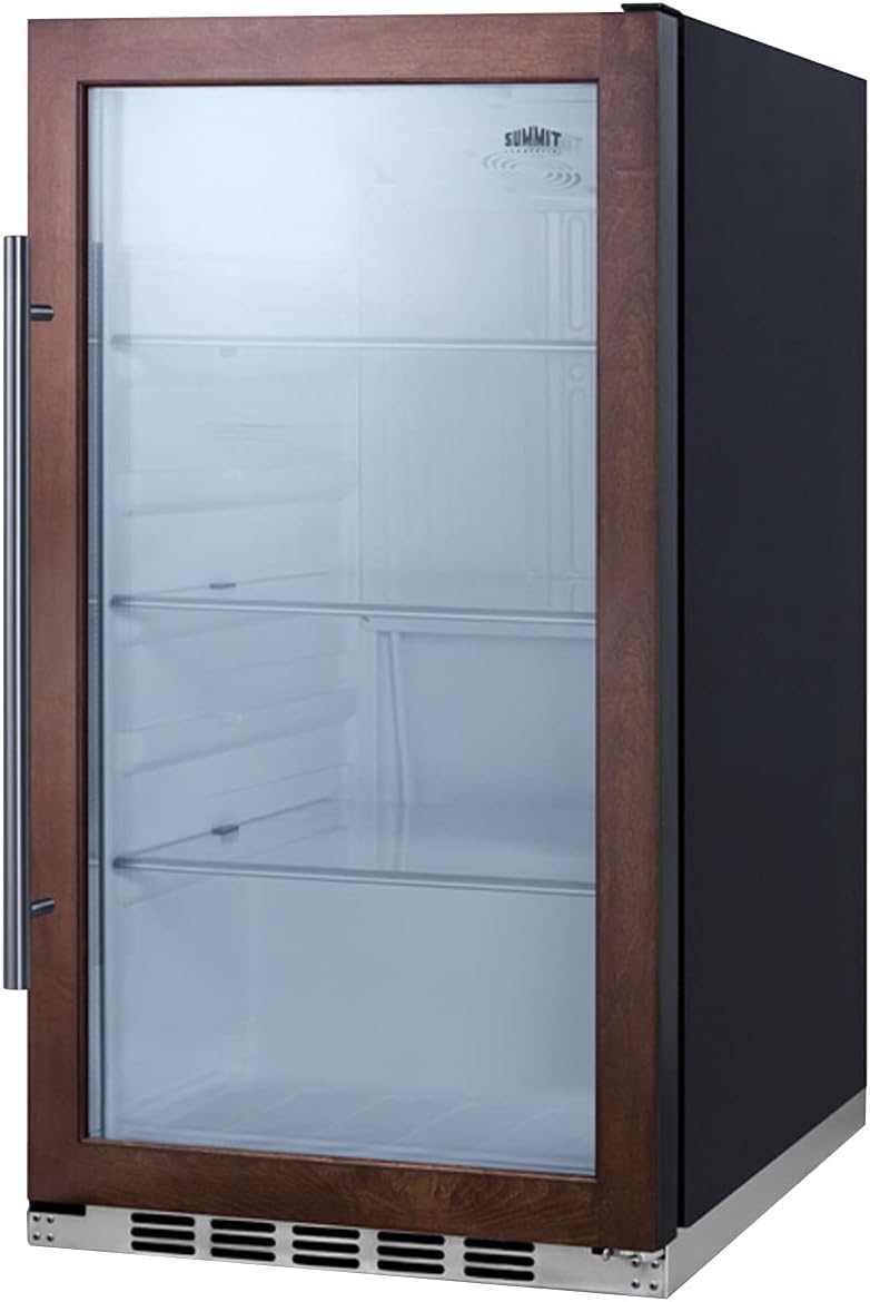 Summit Appliance SPR489OSPNR Commercially Approved Shallow Depth Indoor/Outdoor Beverage Cooler for Built-in or Freestanding Use with Panel-Ready Door Trim, Glass Door and Black Cabinet