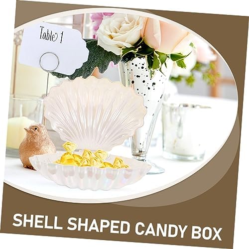 Cabilock Box Pearlescent Shell Outfit Candy Holder Candy Containers for Party Plastic Candy Table Containers Bathroom Decorations Small Candy Jar Mermaid Seashell Bracket Pp Popcorn White