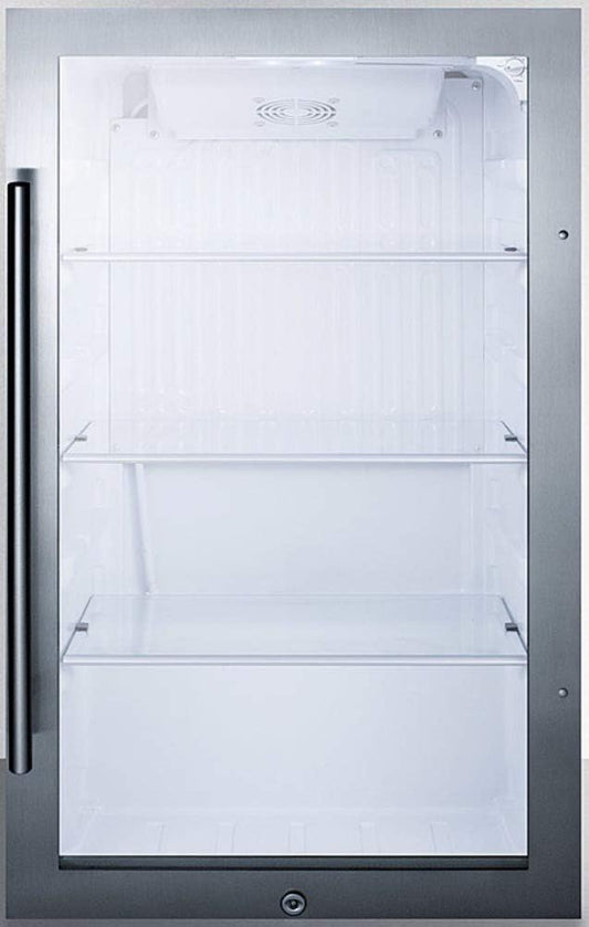 Summit Appliance SPR489OSCSS Commercially Approved Shallow Depth Indoor/Outdoor Beverage Cooler for Built-in or Freestanding Use with Stainless Steel Cabinet, Glass Door, Auto Defrost