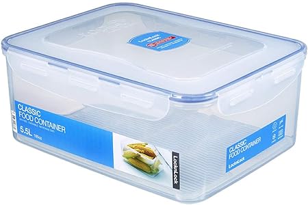 LocknLock Easy Essentials Food Storage lids/Airtight containers, BPA Free, Rectangle-186 oz-for Flour & Sugar, Clear