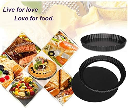 12 Inch Non-Stick Tart Quiche Flan Pan Molds Round Removable Loose Bottom Fluted Heavy Duty Pie Pizza Pan