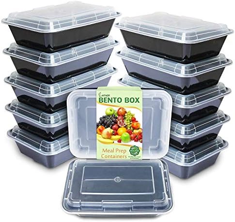 Enther Meal Prep Containers 12 Pack 1 Compartment Single Lids Food Storage Bento BPA Free | Stackable | Reusable Lunch Boxes, Microwave/Dishwasher/Freezer Safe Portion Control (28 oz)