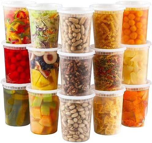 AOZITA 24 Sets 16 oz Plastic Deli Food Containers With Lids, Airtight Food Storage Containers, Freezer/Dishwasher/Microwave Safe, Soup Containers For Takeout Meal Prep Storage