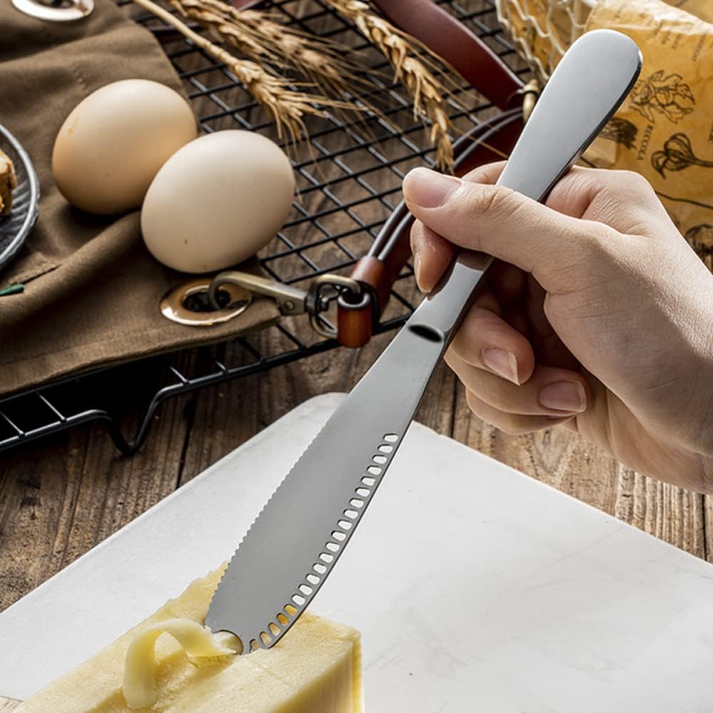 Butter Knife,Butter Cutter Slicer Stainless Steel Butter Knife Spreader,3 In 1 Multi Function Cheese Knife Easy Spread Butter Curler Knife For Cold Butter,Peanut. (2 PCS)