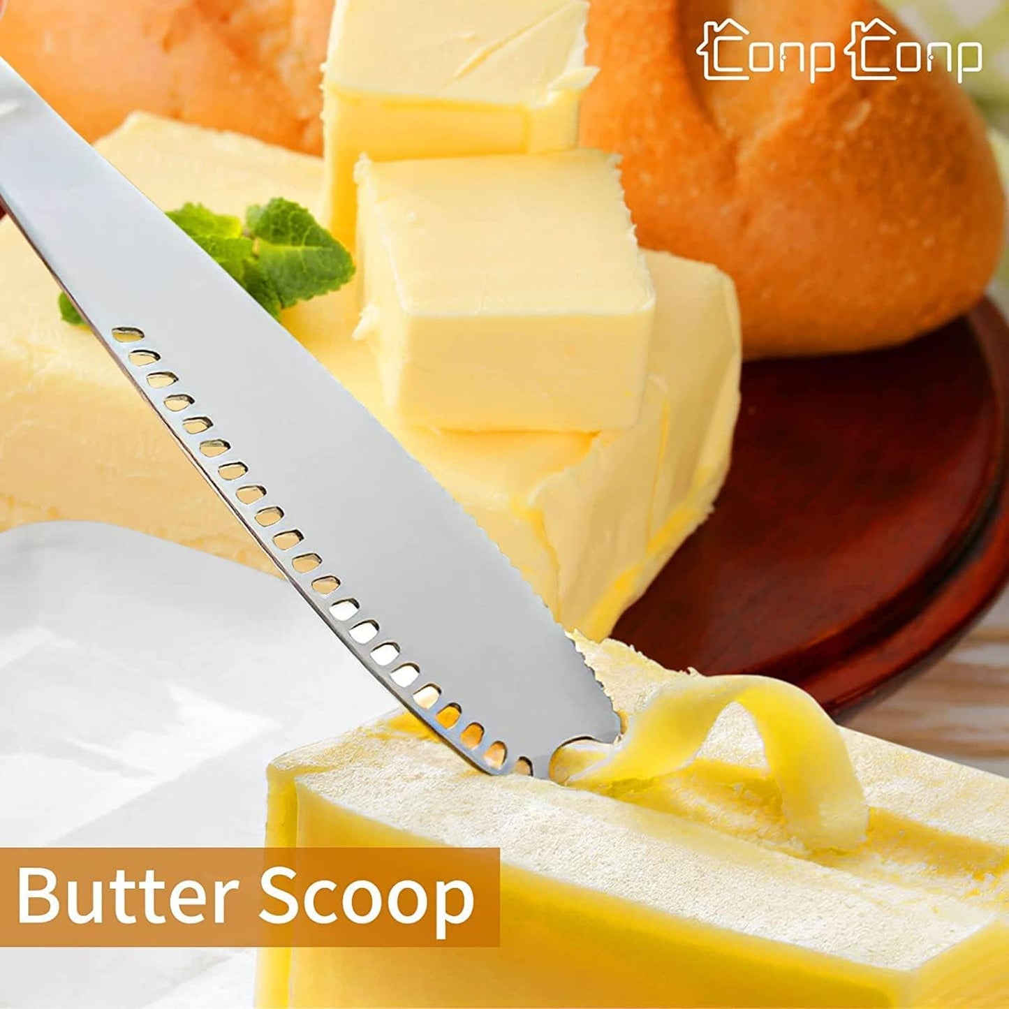 Butter Spreader, Stainless Steel Butter Spreader, 3 in 1 Kitchen Knife Gadgets Curler Slicer Spreader with Serrated Edge for Cutting and Spreading Butter Cheese Jam