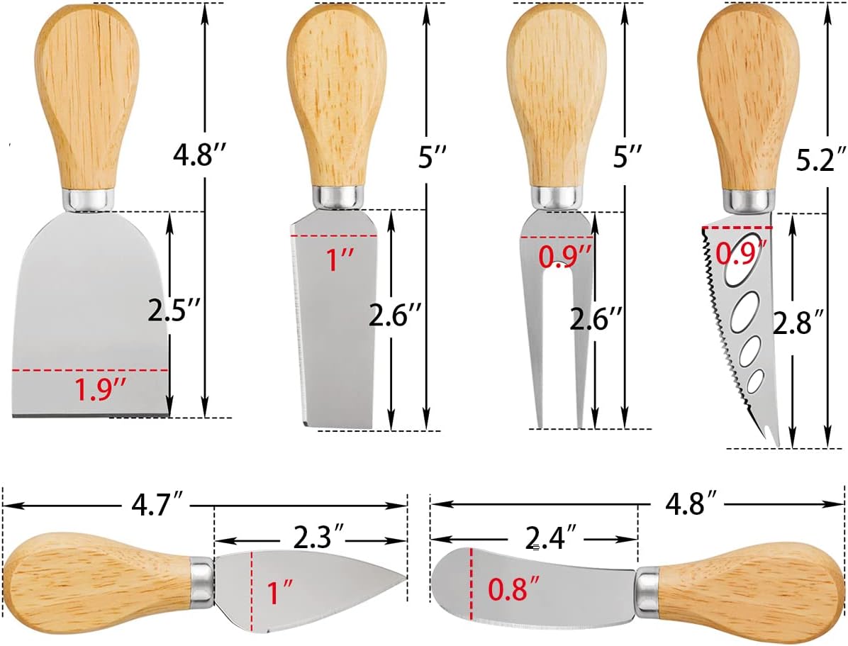 Cheese Knives Set - Cheese Knife, Cheese Spreader, Cheese Fork, Cheese Slicer, Cheese Cutter, Butter Knife – 6PCS Mini Stainless Steel Cheese Knives - Cheese Knife Set for Charcuterie Board