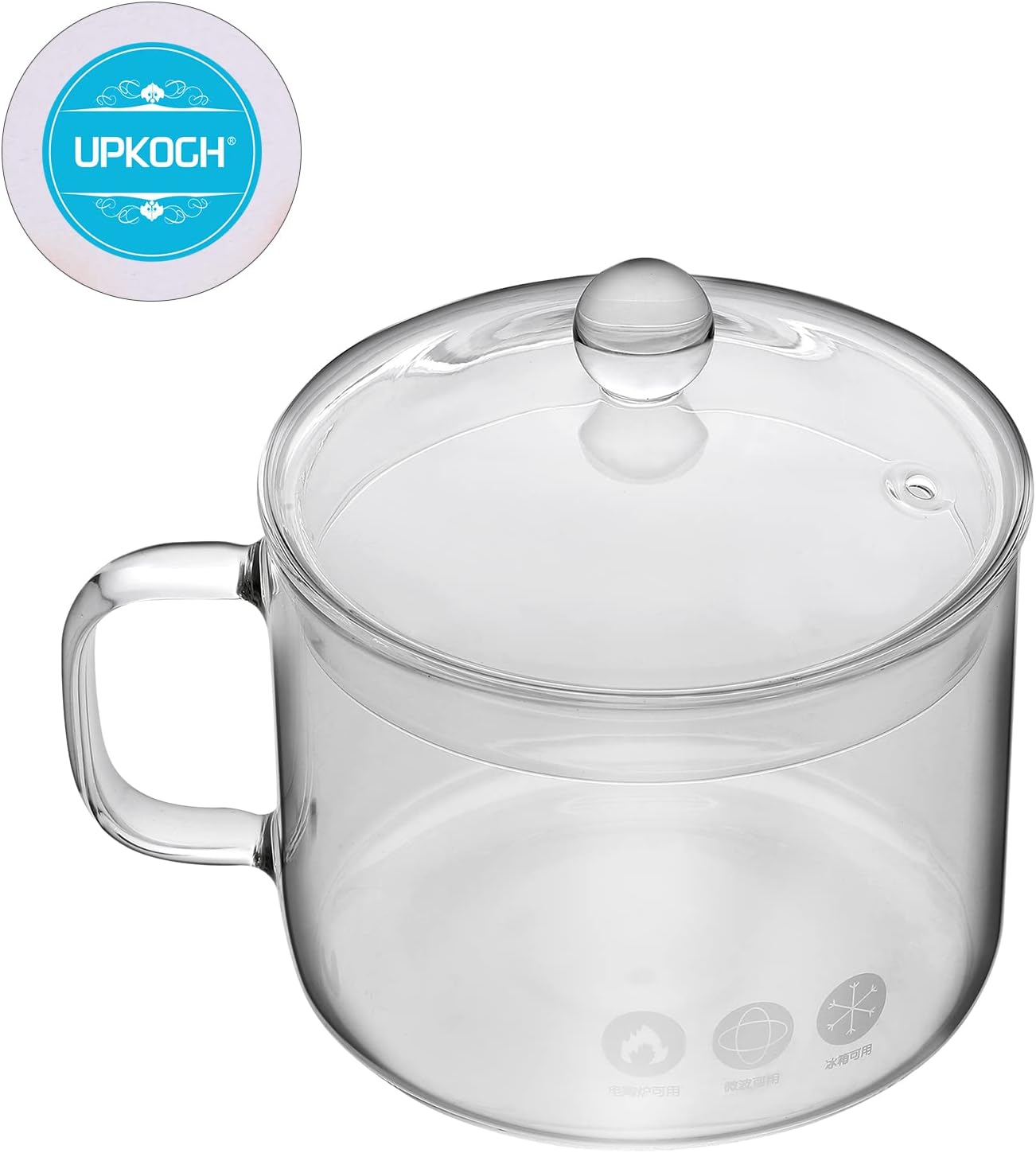 UPKOCH Glass Cooking Pot 50Oz Stovetop Pot Glass Saucepan with Cover Clear Simmer Pot Soup Pot with Lid for Pasta Noodle Milk Heat Resistant