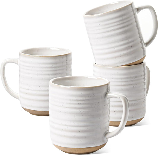 LE TAUCI Coffee Mugs 12 oz, Ceramic Mug Set, Housewarming Wedding Gift, Coffee Cups for Latte, Hot Tea, Cappuccino, Mocha, Cocoa - Set of 4, Arctic White