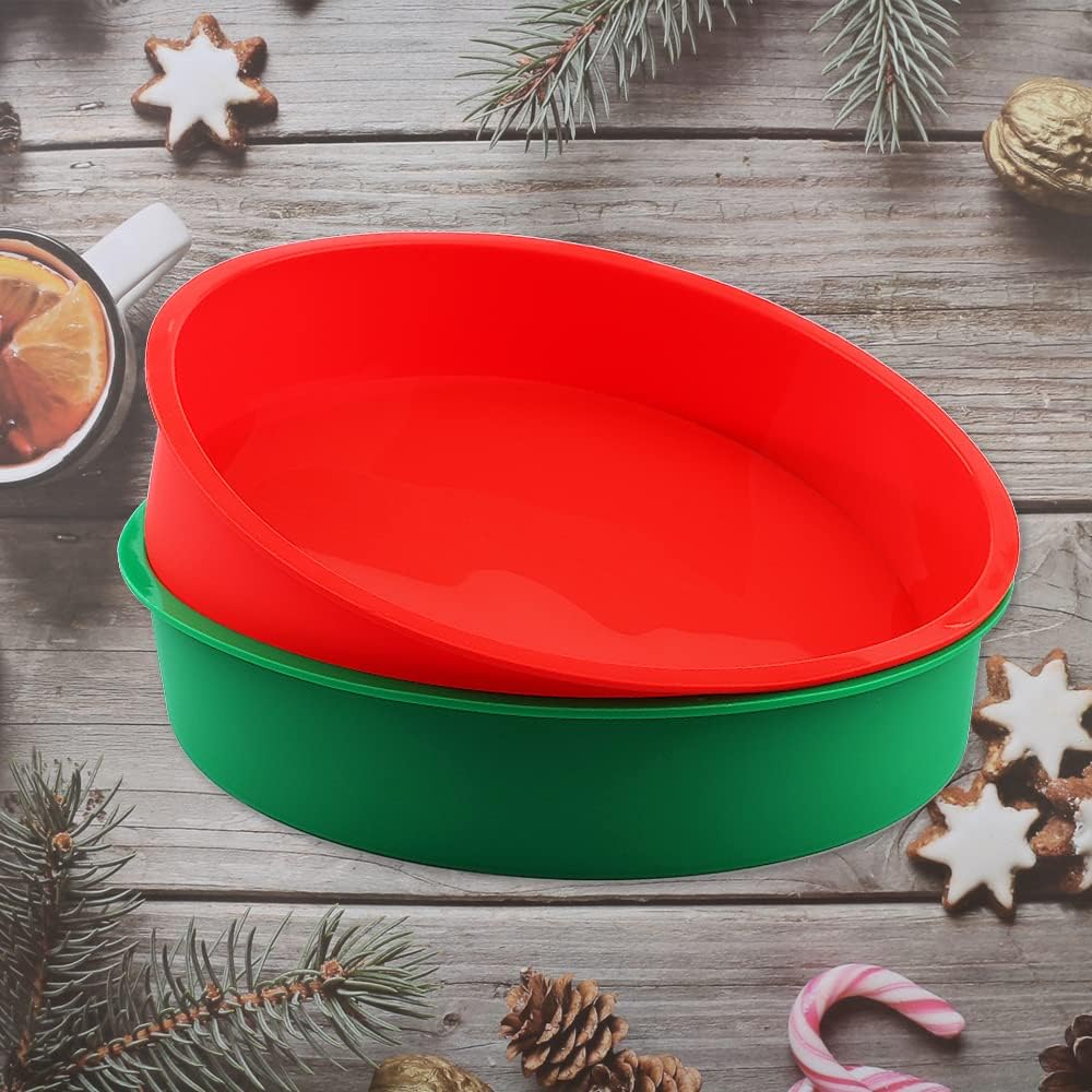 10 inch Cake Pans for Baking -Set of 2-Silicone Cake Mold,Nonstick & Easy Release Baking Pans for Layer Cake, Cheese Cake ，Chocolate Cake and Rainbow Cakes