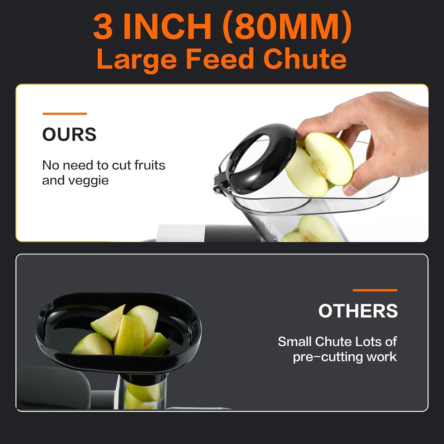 Juicer Machines, AMZCHEF 3" Wide Chute Slow juicer, High Nutrition Juicer Slow Masticating with 2-Speed Modes & Reverse Function (Gray)…