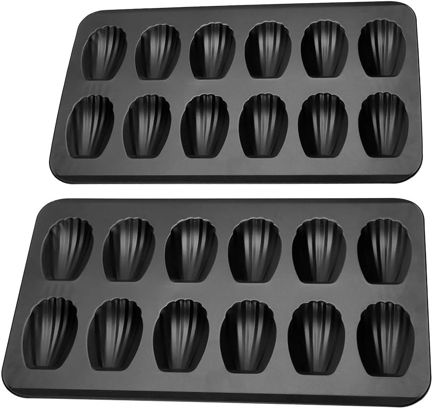 2 Pack Nonstick Madeleine Pan, 12-cup Heavy Duty Shell Shape Baking Cake Mold Pan.