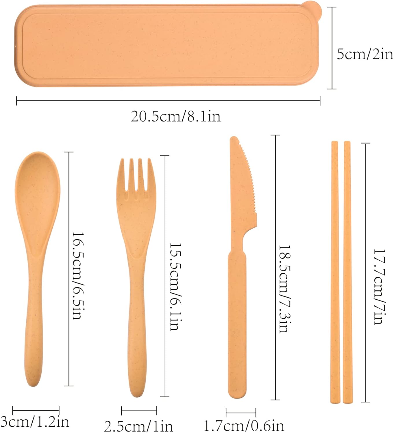 Reusable Utensils Set with Case, 4 Sets Wheat Straw Travel Cutlery Set, Portable Spoon Knife Fork Chopsticks Lunch Box Utensil Set for Kids Adults