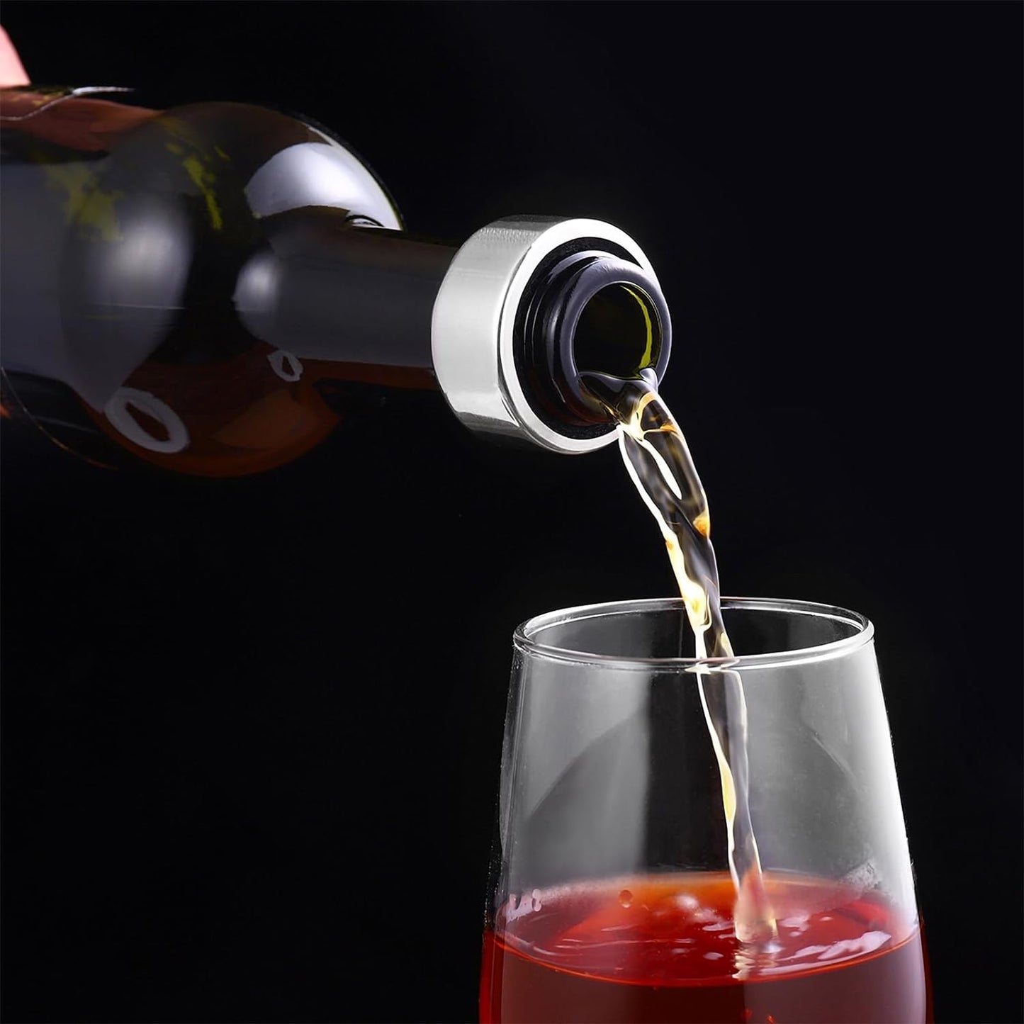 4 pcs Stainless Steel Red Wine Bottle Collar Leak- Proof Anti- Overflow Ring Wine Drip Catcher for Home Bar Restaurant Outdoor Parties (without Stripe)