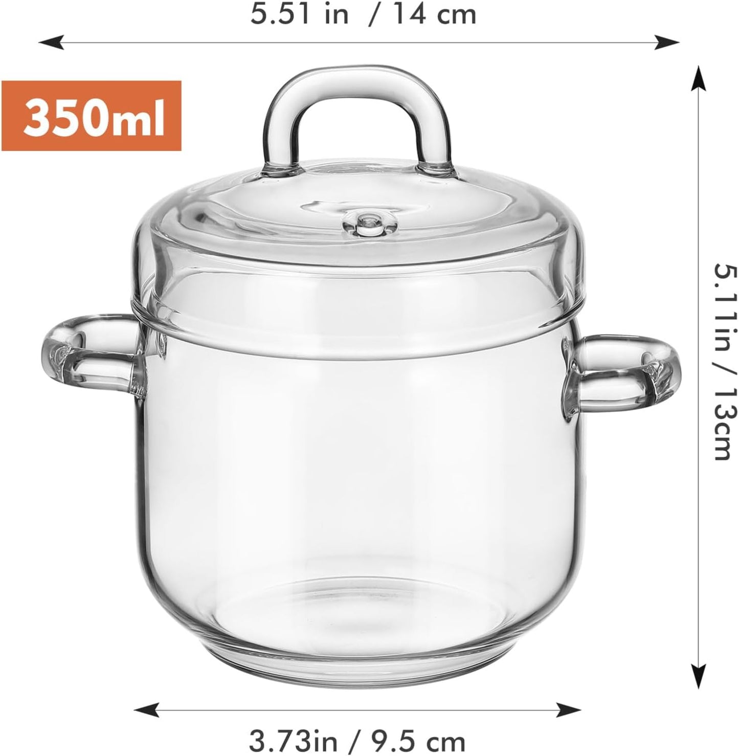 VOSAREA Glass Saucepan with Lid 350ml Clear Glass Stew Pot Heat Resistance Stovetop Cookware for Pasta Noodle Soup Milk