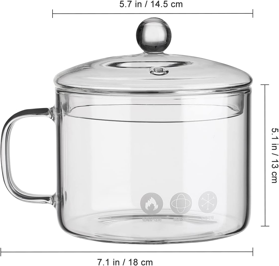 UPKOCH Glass Cooking Pot 50Oz Stovetop Pot Glass Saucepan with Cover Clear Simmer Pot Soup Pot with Lid for Pasta Noodle Milk Heat Resistant