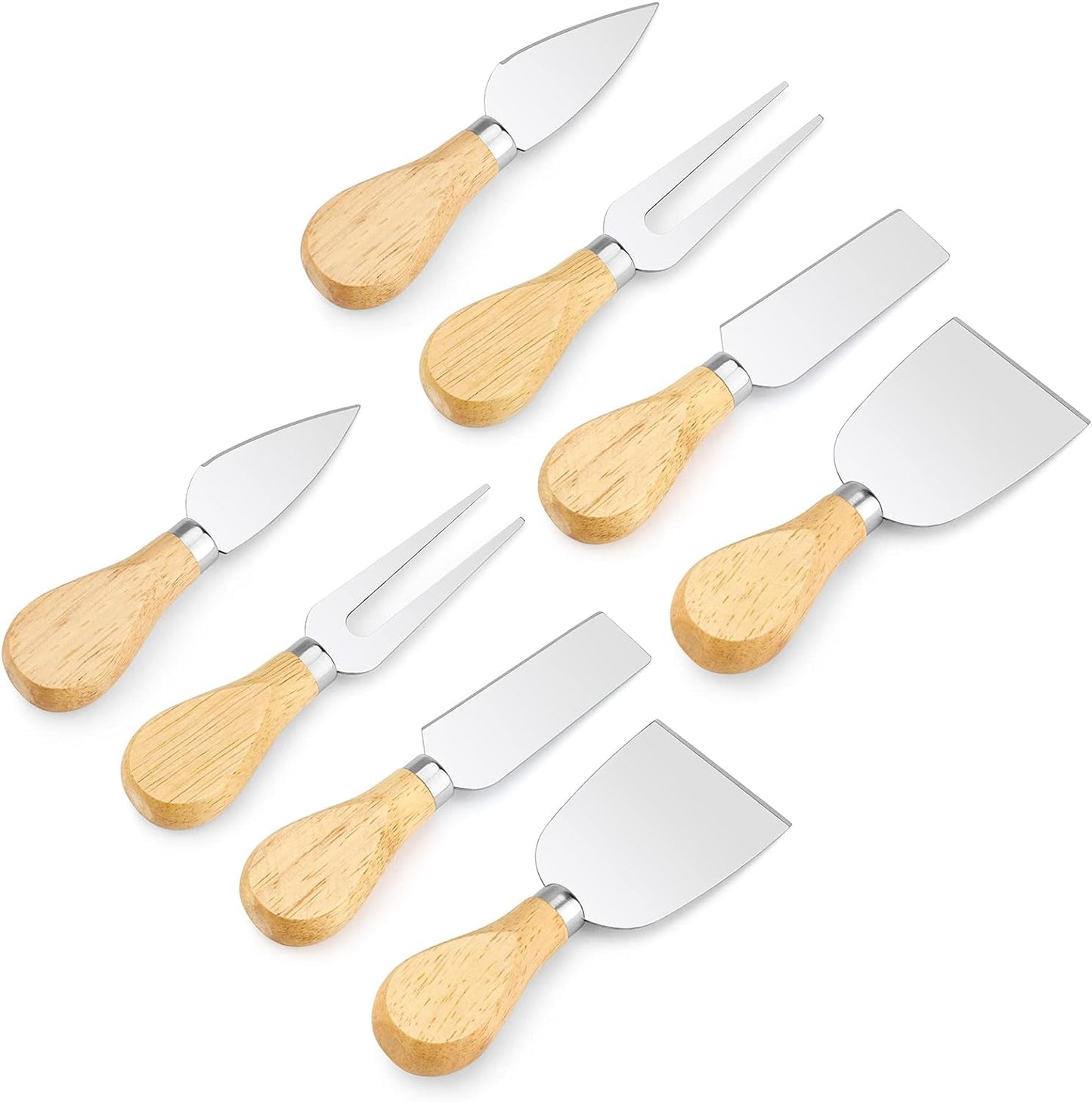 8-Piece Set of Premium Cheese Knives - Stainless Steel Mini Cheese Knife Set for Charcuterie Board, Exquisite Cheese Knife, Cheese Cutter, Cheese Fork with Wooden Handle for Cheese Lovers