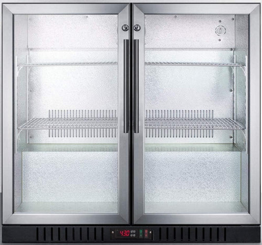 Summit SCR7012DBCSS 36"" Commercially Listed Beverage Center with 7.4 cu. ft. Capacity 2 Factory Installed Lock Interior Lights Automatic Defrost and 2 Glass Doors and Stainless Steel Trim
