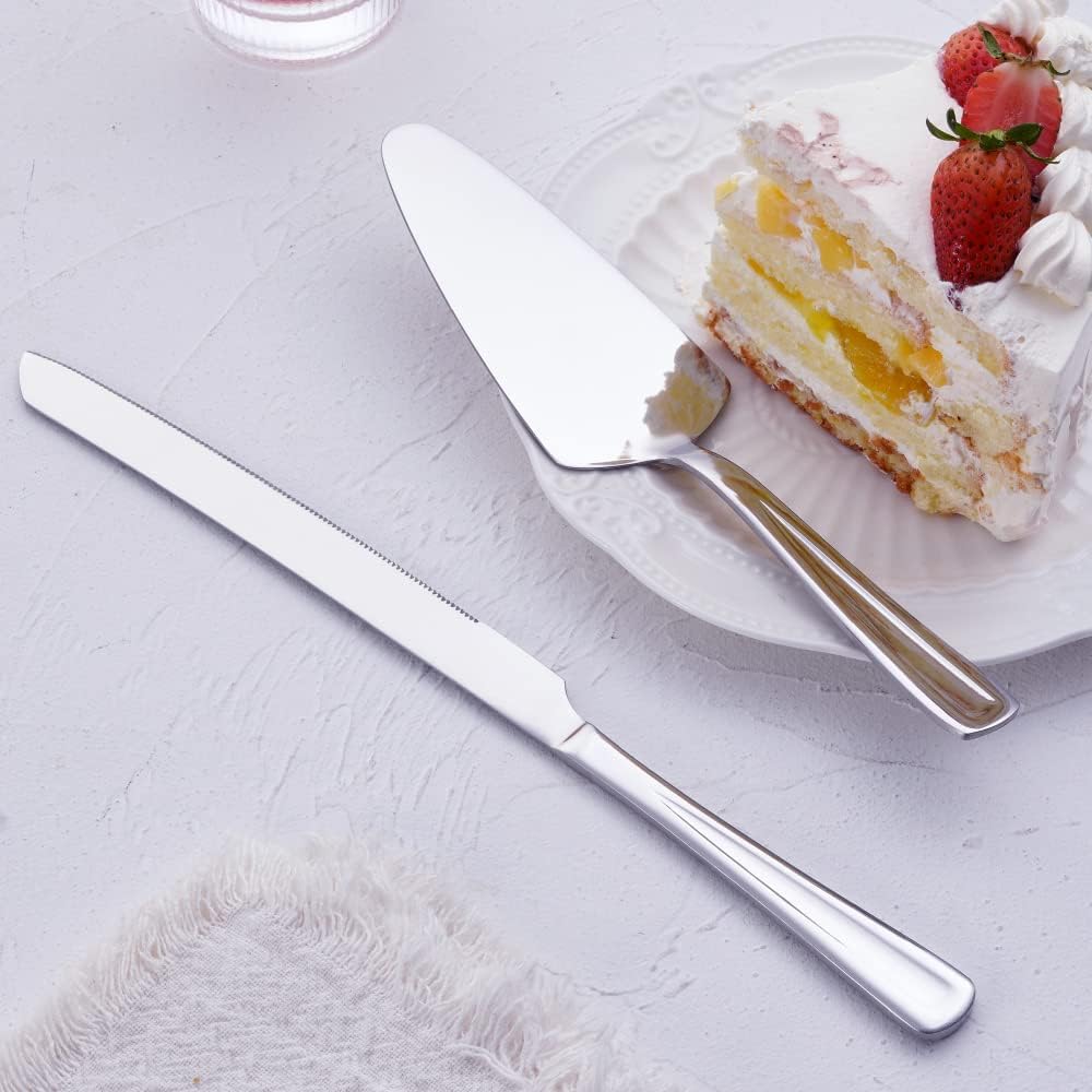 Cake Knife and Server Set, Stainless Steel Cake Cutter Set for Wedding, Birthday, Parties