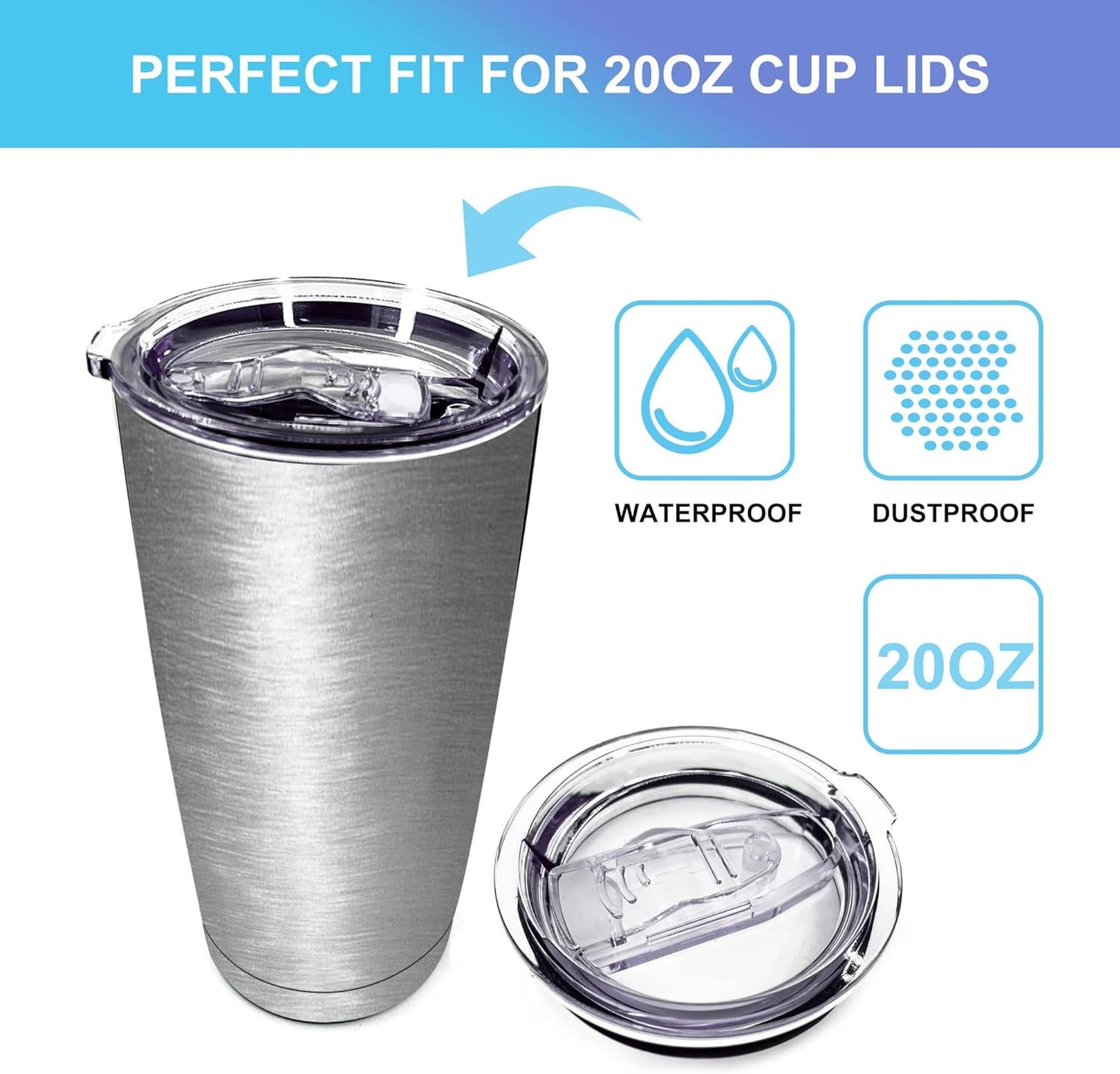 2 Replacement Lids for Stainless Steel Tumbler Travel Cup - Fits OF Inner diameter 3.15 to 3.2 INCH and others (20 OZ)