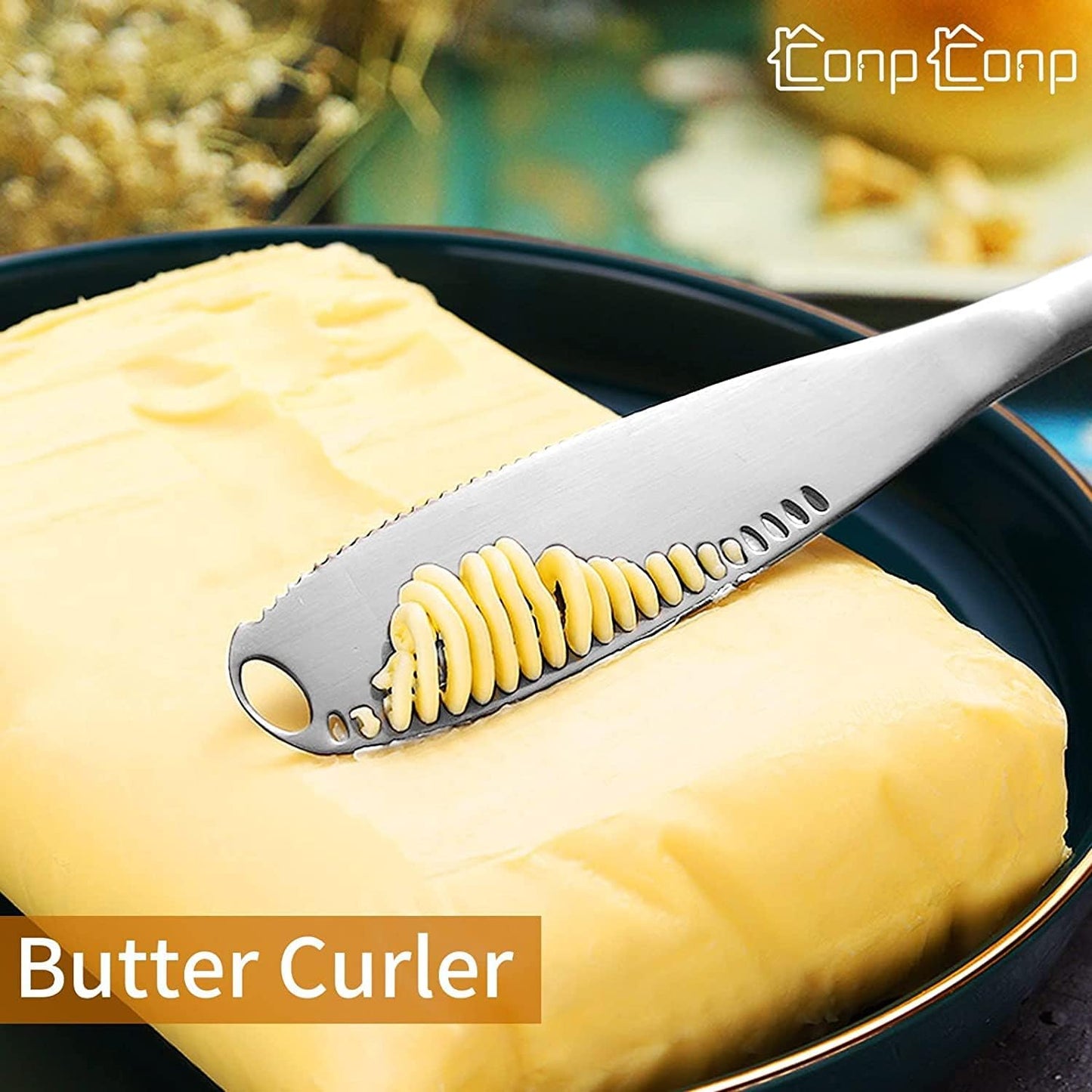 Butter Spreader, Stainless Steel Butter Spreader, 3 in 1 Kitchen Knife Gadgets Curler Slicer Spreader with Serrated Edge for Cutting and Spreading Butter Cheese Jam