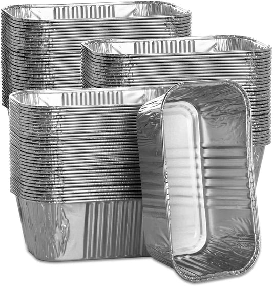 100 Pack Aluminum Mini Loaf Baking Pans, 1 Lb Heavy Duty Disposable Loaf Pans, 6 x 3.5” Thick Foil Bread Pans for Baking Holiday Treats Food Storage and Takeout