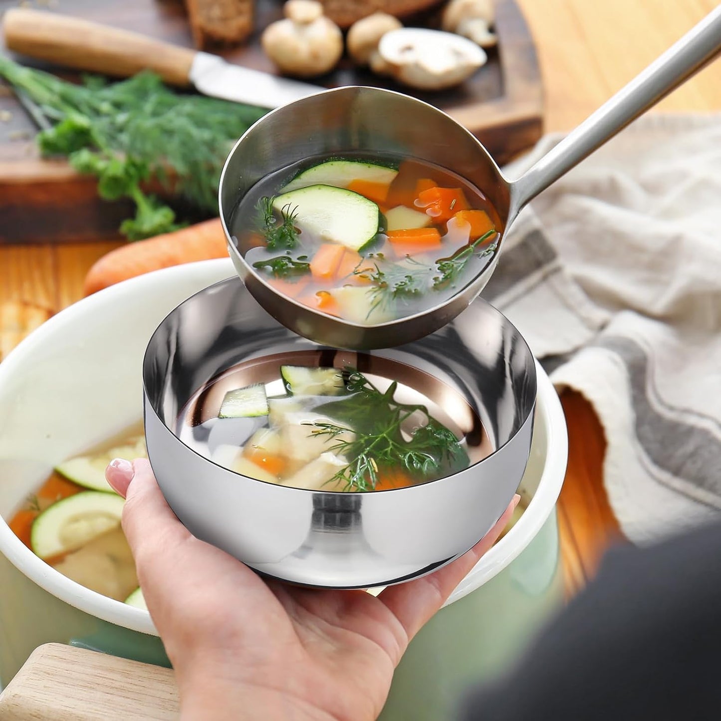 16 Pcs 4.4 oz 3.4 x 3.4 x 1.8 Inch Korean Stainless Steel Bowls with Lids Silver Round Unbreakable Metal Bowl Traditional Noodle Rice Bowl Insulated Soup Bowls for Kitchen Restaurant Serving